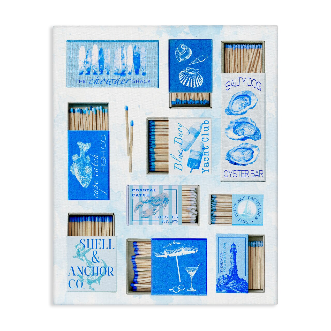 Stupell Industries Blue Coastal Matchboxes Canvas, design by Ziwei Li